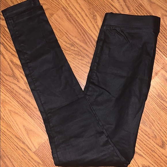 A. Peach high waist leatherette legging - Picture 2 of 4